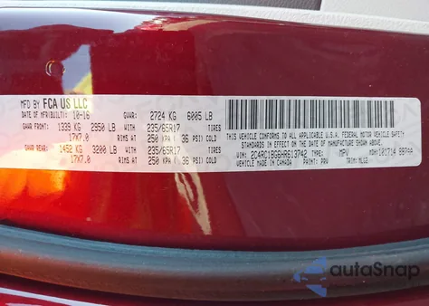 2017 Chrysler Pacifica Touring-L z USA, uszkodzony, nr VIN 2C4RC1BG6HR613742